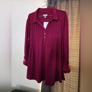 Kim Roger's tunic Blouse Color burgundy  new with tags